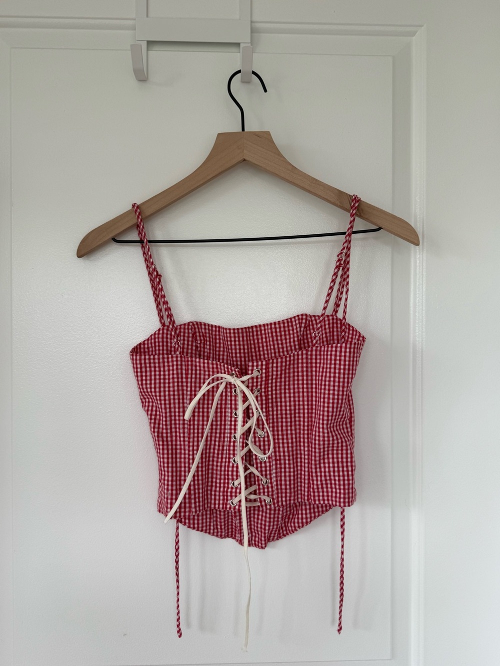 Edikted Red Gingham Corset Top - Picture 2 of 7